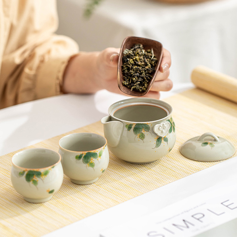Osmanthus pintado à mão um pot - Korean Tea Set avaliação e preço
